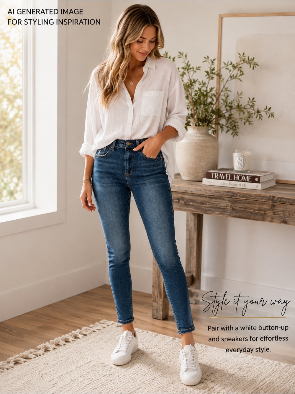 Risen Los Angeles High Rise Skinny Jeans 7/28 Dark Wash Distressed Pockets